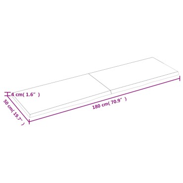 vidaXL Επιφ Τραπεζιού Αν Καφέ 180x50x(2-4)cm Επεξ. Μασίφ Ξύλο Δρυός 1 τεμ.