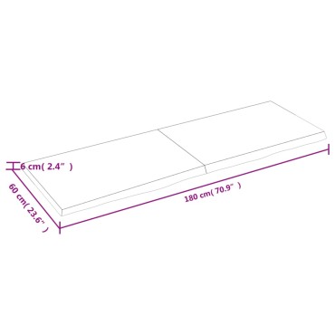 vidaXL Επιφ Τραπεζιού Αν Καφέ 180x60x(2-6)cm Επεξ. Μασίφ Ξύλο Δρυός 1 τεμ.