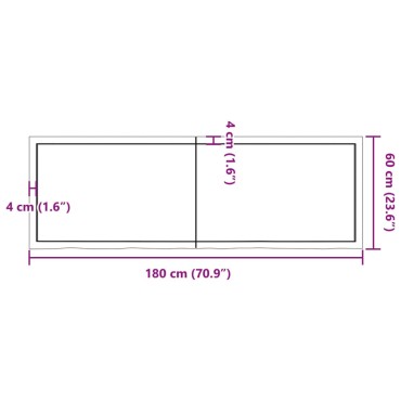 vidaXL Επιφ Τραπεζιού Αν Καφέ 180x60x(2-6)cm Επεξ. Μασίφ Ξύλο Δρυός 1 τεμ.