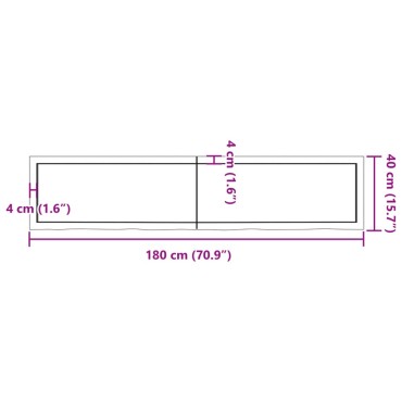 vidaXL Επιφ Τραπεζιού Αν Καφέ 180x40x(2-6)cm Επεξ. Μασίφ Ξύλο Δρυός 1 τεμ.