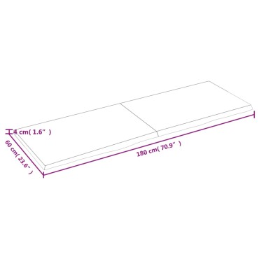 vidaXL Επιφ Τραπεζιού Αν Καφέ 180x60x(2-4)cm Επεξ. Μασίφ Ξύλο Δρυός 1 τεμ.