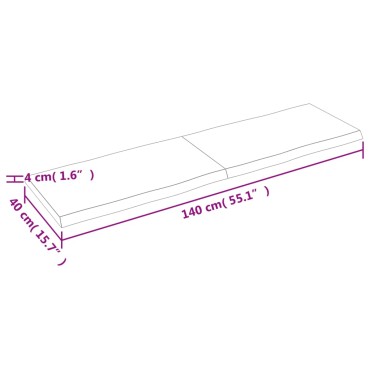 vidaXL Επιφ Τραπεζιού Αν Καφέ 140x40x(2-4)cm Ακατέργ. Μασίφ Ξύλο Δρυός 1 τεμ.