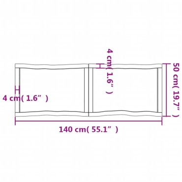 vidaXL Επιφ Τραπεζιού Αν Καφέ 140x50x(2-6)cm Ακατέργ. Μασίφ Ξύλο Δρυός 1 τεμ.