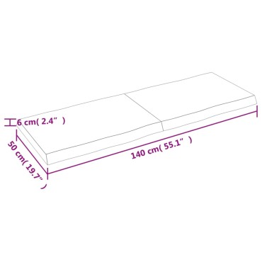 vidaXL Επιφ Τραπεζιού Αν Καφέ 140x50x(2-6)cm Ακατέργ. Μασίφ Ξύλο Δρυός 1 τεμ.