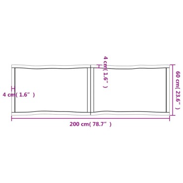 vidaXL Επιφ Τραπεζιού Αν Καφέ 200x60x(2-6)cm Ακατέργ. Μασίφ Ξύλο Δρυός 1 τεμ.