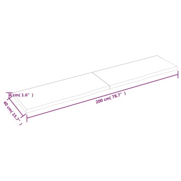 vidaXL Πάγκος Μπάνιου Αν. Καφέ 200x40x(2-4) εκ. Επεξεργ. Μασίφ Ξύλο