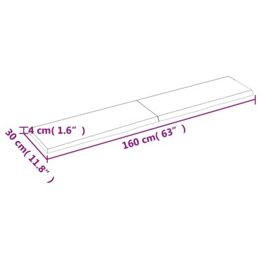 vidaXL Πάγκος Μπάνιου Αν. Καφέ 160x30x(2-4) εκ. Επεξεργ. Μασίφ Ξύλο