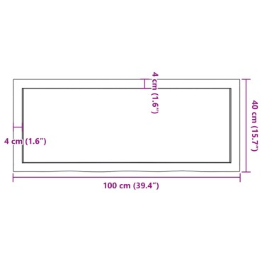 vidaXL Πάγκος Μπάνιου Αν. Καφέ 100x40x(2-4) εκ. Επεξεργ. Μασίφ Ξύλο