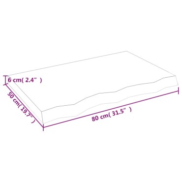 vidaXL Επιφάνεια Τραπεζιού Σκούρο Καφέ 80x50x(2-6)cm Επεξ. Μασίφ Δρυς 1 τεμ.