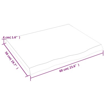 vidaXL Επιφάνεια Τραπεζιού Σκούρο Καφέ 60x50x(2-4)cm Επεξ. Μασίφ Δρυς 1 τεμ.