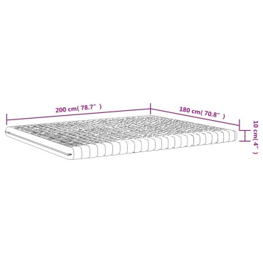 vidaXL Στρώμα Αφρού 7 Ζωνών Σκληρότητα 20 ILD Λευκό 180x200cm 1 τεμ. - Διπλό