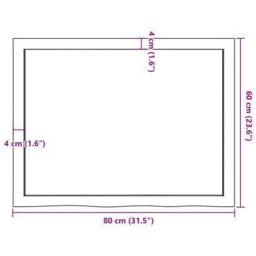 vidaXL Πάγκος Μπάνιου Αν. Καφέ 80x60x(2-4) εκ. Επεξεργ. Μασίφ Ξύλο