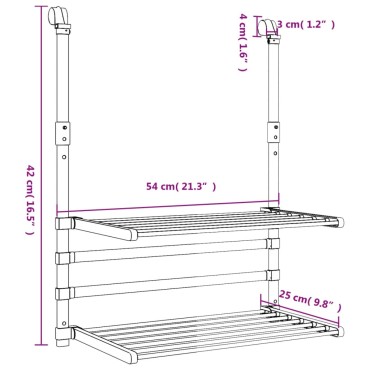 vidaXL Απλώστρα για Μπαλκόνι 54 x 25 x 42 εκ. από Αλουμίνιο