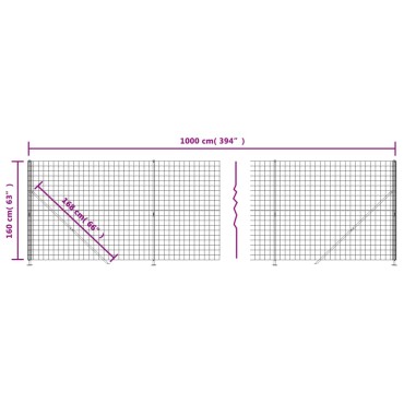 vidaXL Συρματόπλεγμα Περίφραξης Πράσινο 1,6x10 μ. με Βάσεις Φλάντζα