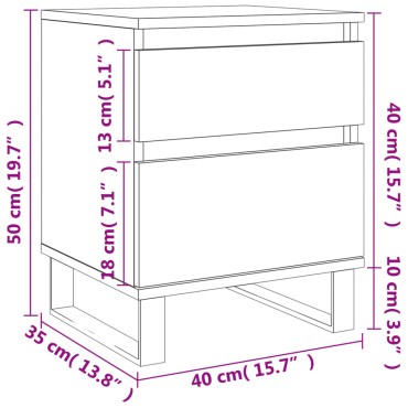 vidaXL Κομοδίνο Καφέ Δρυς 40x35x50cm από Επεξεργασμένο Ξύλο 1 τεμ.