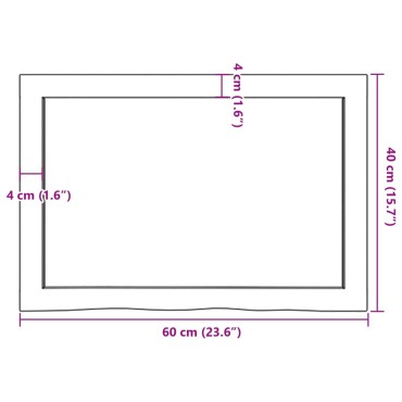 vidaXL Πάγκος Μπάνιου Αν. Καφέ 60x40x(2-4) εκ. Επεξεργ. Μασίφ Ξύλο