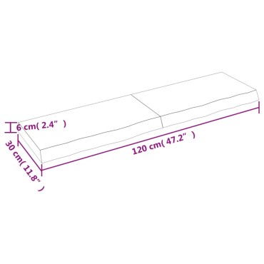 vidaXL Πάγκος Μπάνιου Σκούρο Καφέ 120x30x(2-6) εκ. Επεξεργ. Μασίφ Ξύλο