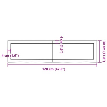 vidaXL Πάγκος Μπάνιου Σκούρο Καφέ 120x30x(2-6) εκ. Επεξεργ. Μασίφ Ξύλο