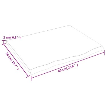 vidaXL Πάγκος Μπάνιου Αν. Καφέ 60x50x2 εκ. από Επεξεργ. Μασίφ Ξύλο