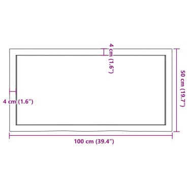 vidaXL Πάγκος Μπάνιου Σκούρο Καφέ 100x50x(2-4) εκ. Επεξεργ. Μασίφ Ξύλο