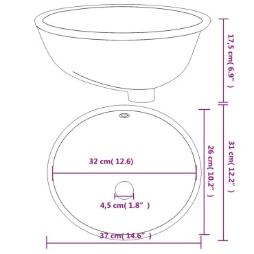 vidaXL Νιπτήρας Μπάνιου Οβάλ Λευκός 37 x 31 x 17,5 εκ. Κεραμικός