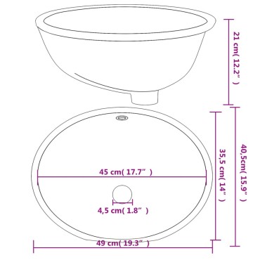 vidaXL Νιπτήρας Μπάνιου Οβάλ Λευκός 49 x 40,5 x 21 εκ. Κεραμικός