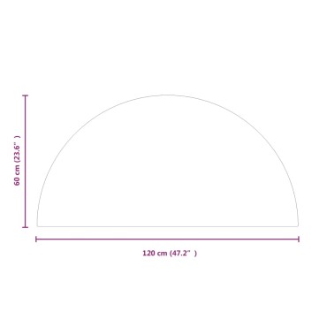 vidaXL Πλάκα Τζακιού Γυάλινη Ημικυκλική 1200x600 χιλ.