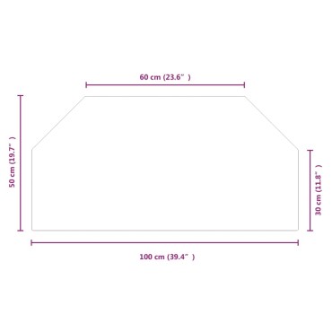 vidaXL Πλάκα Τζακιού Εξάγωνη 100 x 50 εκ. Γυάλινη