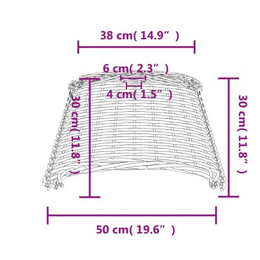 vidaXL Καπέλο Φωτιστικού Οροφής Καφέ Ø50x30 εκ. από Wicker