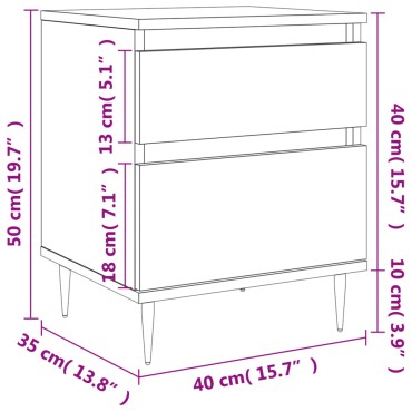 vidaXL Κομοδίνο Καφέ Δρυς 40x35x50cm από Επεξεργασμένο Ξύλο 1 τεμ.