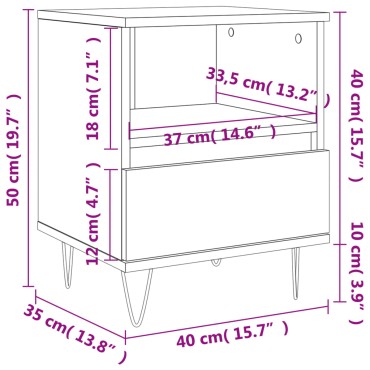 vidaXL Κομοδίνο Γκρι Sonoma 40x35x50cm από Επεξεργασμένο Ξύλο 1 τεμ.