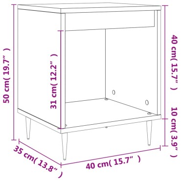 vidaXL Κομοδίνο Γκρι Σκυροδέματος 40x35x50cm από Επεξεργ. Ξύλο 1 τεμ.