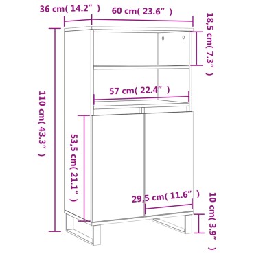 vidaXL Ντουλάπι Sonoma Δρυς 60x36x110cm από Επεξεργασμένο Ξύλο 1 τεμ.