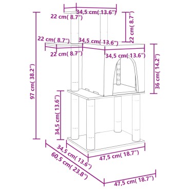 vidaXL Γατόδεντρο Σκούρο Γκρι 97 εκ. με Στύλους Ξυσίματος από Σιζάλ