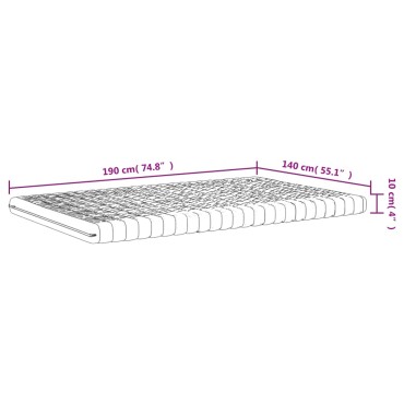 vidaXL Στρώμα Αφρού 7 Ζωνών Σκληρότητα 20 ILD Λευκό 140x190cm 1 τεμ. - Μονό