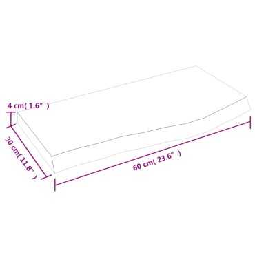 vidaXL Πάγκος Μπάνιου 60x30x(2-4) εκ. από Ακατέργαστο Μασίφ Ξύλο