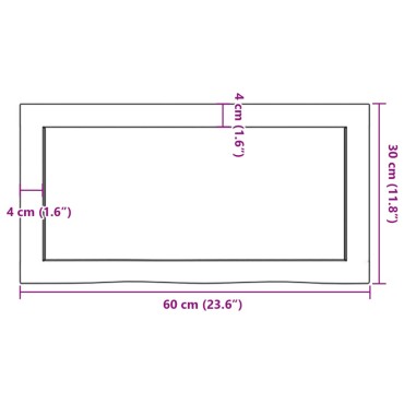 vidaXL Πάγκος Μπάνιου 60x30x(2-4) εκ. από Ακατέργαστο Μασίφ Ξύλο