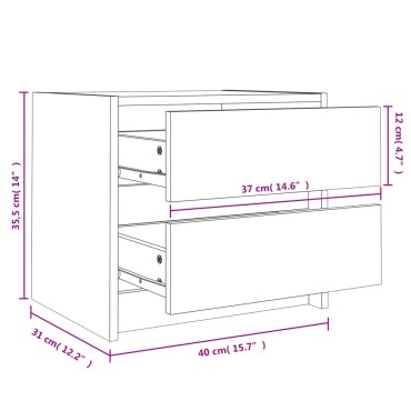 vidaXL Κομοδίνο Λευκό 40x31x35,5cm από Μασίφ Ξύλο Πεύκου 1 τεμ.