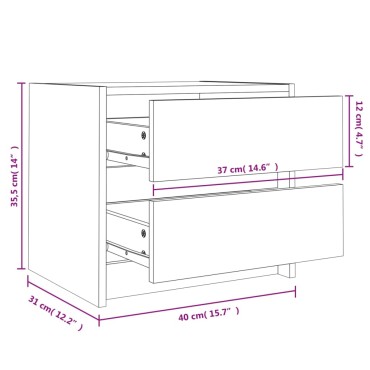 vidaXL Κομοδίνα 2 τεμ. 40x31x35,5cm από Μασίφ Ξύλο Πεύκου