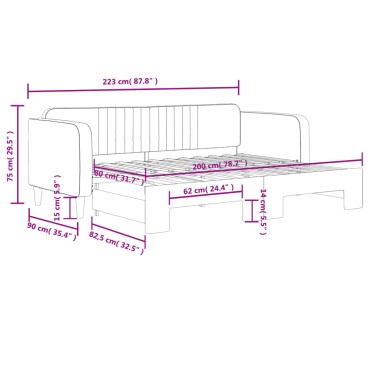 vidaXL Καναπές Κρεβάτι Συρόμενος Ανοιχτό Γκρι 80x200cm Βελούδινος 1 τεμ. - Μονό