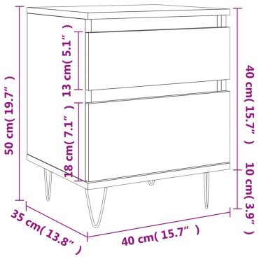 vidaXL Κομοδίνο Καπνιστή Δρυς 40x35x50cm από Επεξεργ. Ξύλο 1 τεμ.