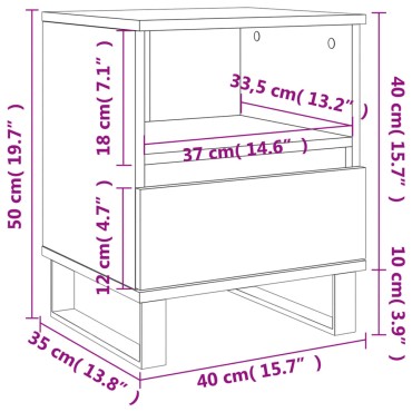 vidaXL Κομοδίνο Καπνιστή Δρυς 40x35x50cm από Επεξεργ. Ξύλο 1 τεμ.