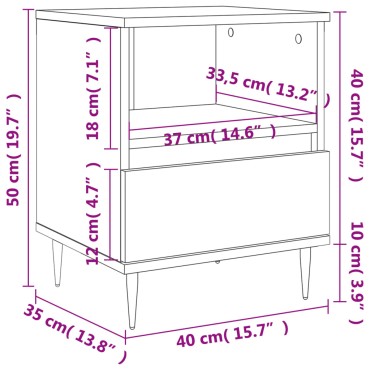 vidaXL Κομοδίνο Μαύρο 40x35x50cm από Επεξεργασμένο Ξύλο 1 τεμ.