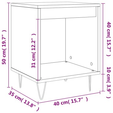 vidaXL Κομοδίνα 2 τεμ. Καφέ Δρυς 40x35x50cm από Επεξεργ. Ξύλο