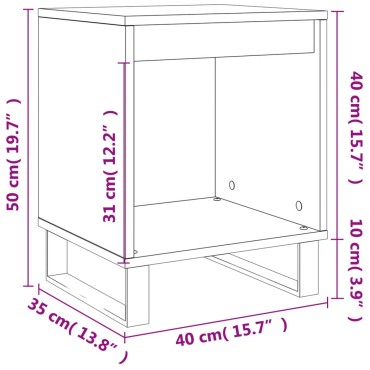 vidaXL Κομοδίνο Γκρι Sonoma 40x35x50cm από Επεξεργασμένο Ξύλο 1 τεμ.