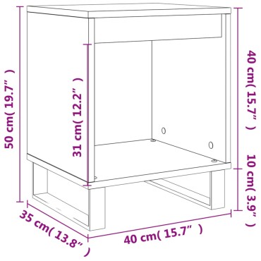 vidaXL Κομοδίνα 2 τεμ. Γκρι Σκυροδέματος 40x35x50cm Επεξεργ. Ξύλο