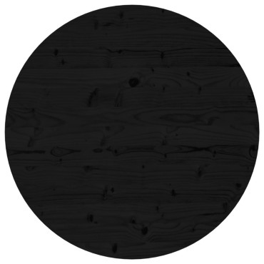 vidaXL Επιφάνεια Τραπεζιού Στρογγυλή Μαύρη 80x3cm Μασίφ Ξύλο Πεύκου 1 τεμ.