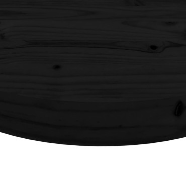 vidaXL Επιφάνεια Τραπεζιού Στρογγυλή Μαύρη 80x3cm Μασίφ Ξύλο Πεύκου 1 τεμ.