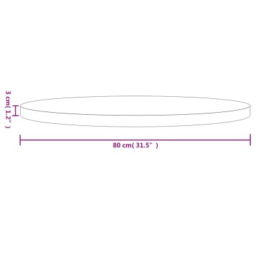 vidaXL Επιφάνεια Τραπεζιού Στρογγυλή Λευκή 80x3cm Μασίφ Ξύλο Πεύκου 1 τεμ.