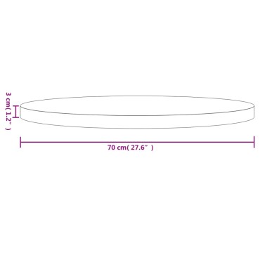 vidaXL Επιφάνεια Τραπεζιού Στρογγυλή 70x3cm από Μασίφ Ξύλο Πεύκου 1 τεμ.